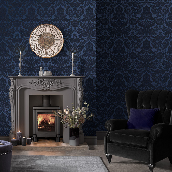 Gothic damask flock wallpaper by grahambrown.com