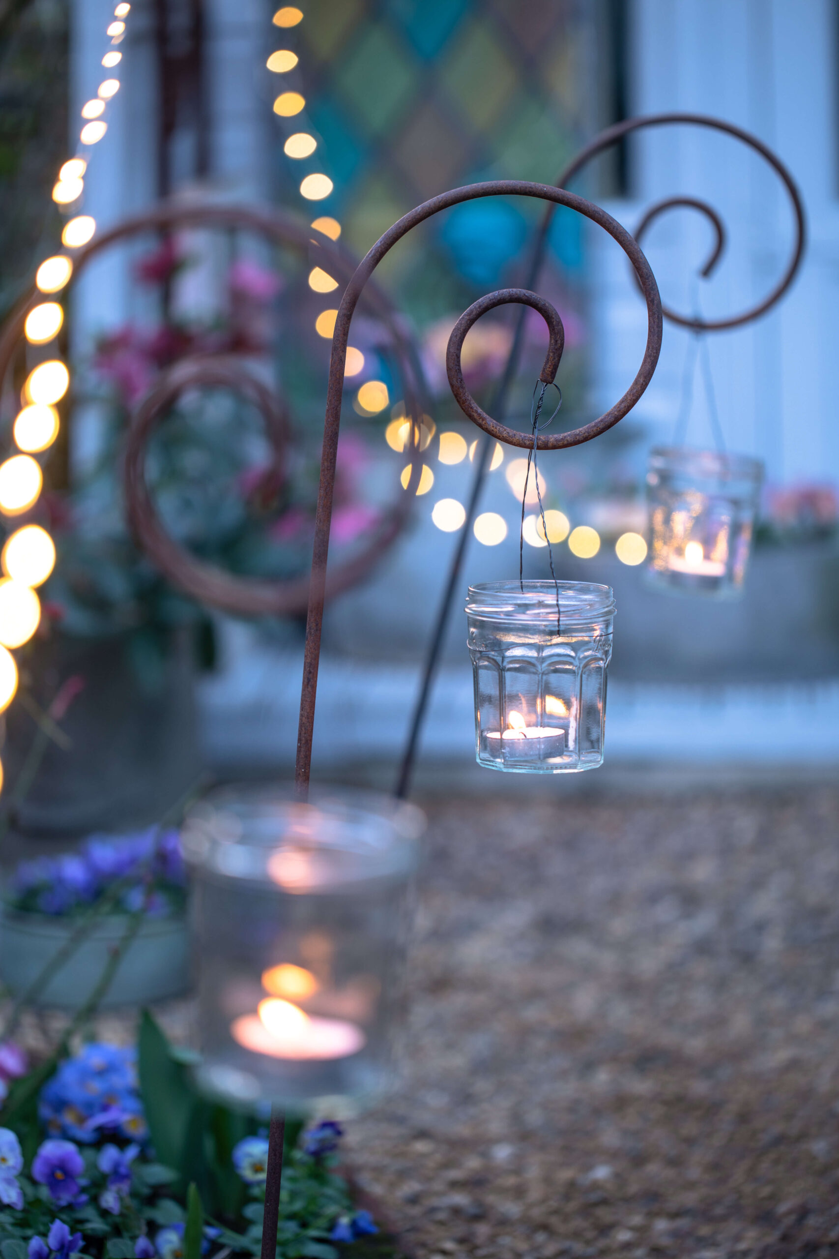 Old jam jars make cute tea-light holders © Tamsyn Morgans